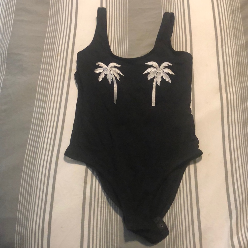 Black and white palm tree body suit
